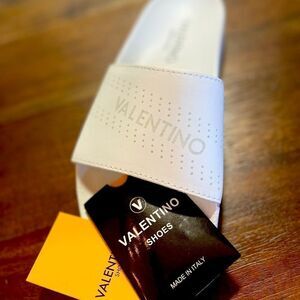 New Valentino White Slides